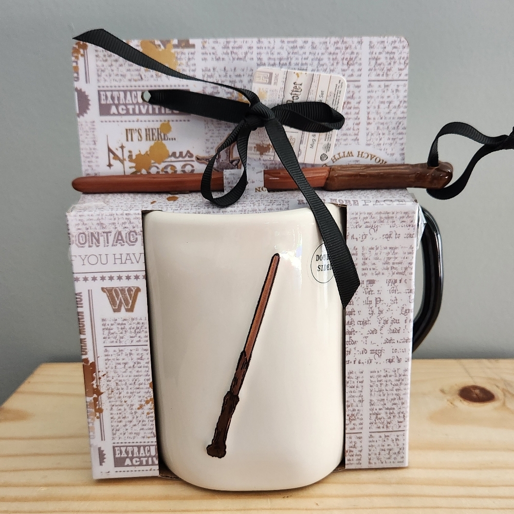 Rae Dunn Harry Potter Stupefy Ceramic Mug And Wand Stir Stick Set